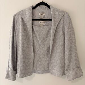 Adrianna Papell Silver Lavender Jacquard Jacket & Shell Set Size 14